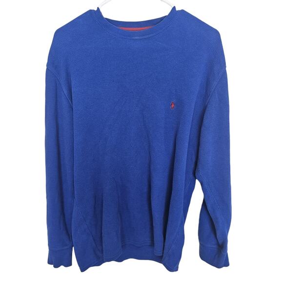 Polo Ralph Lauren T Shirt Thermal Shirt Men L Blue Waffle Knit Long Sleeve - Picture 1 of 7